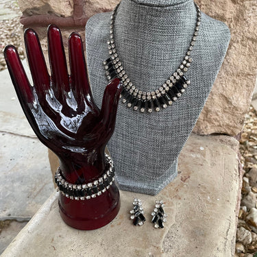 Black and White Rhinestone Trio Set Jewelry Bloomers and Frocks